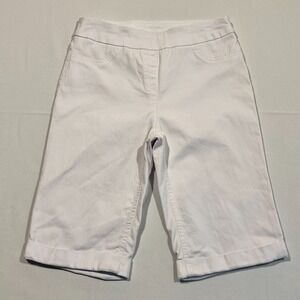 Soft Surroundings Bermuda Shorts Chino White Cuffed Pull On Stretch Size XS